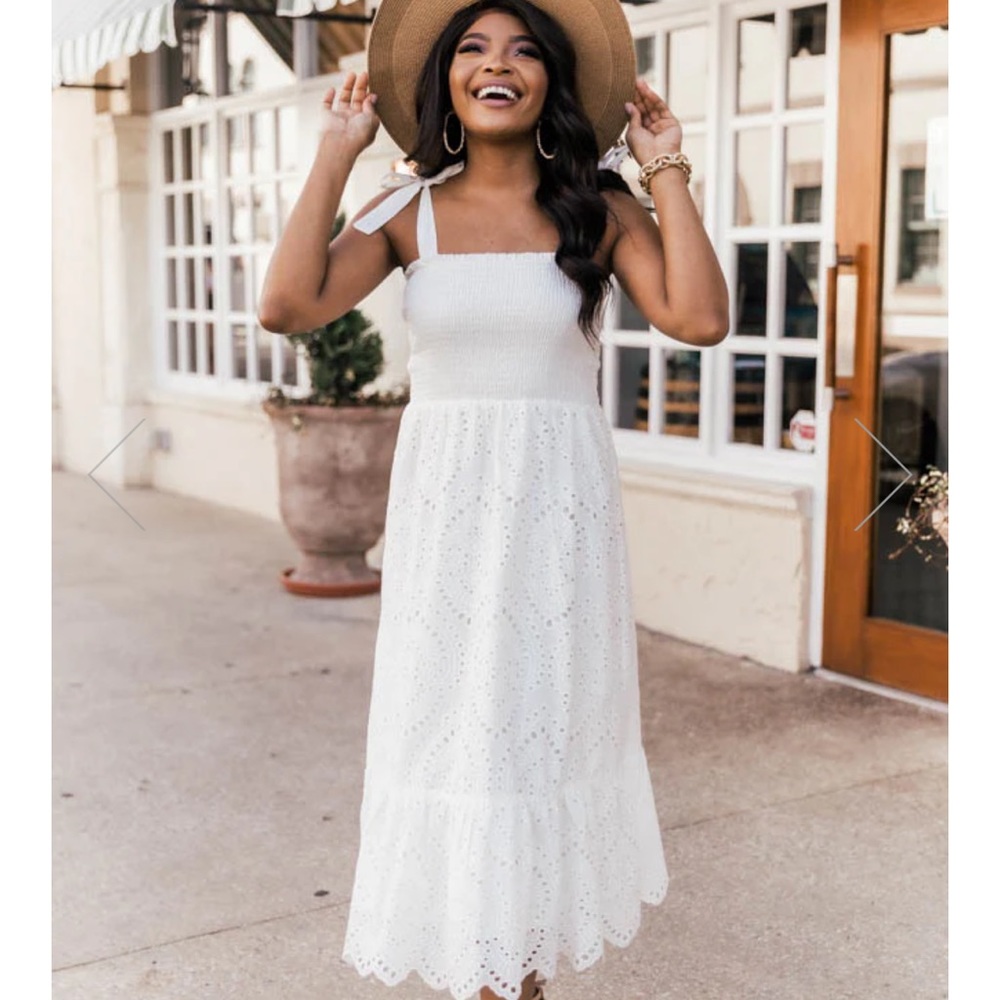 PROMISE IN MY HEART WHITE LACE MIDI DRESS